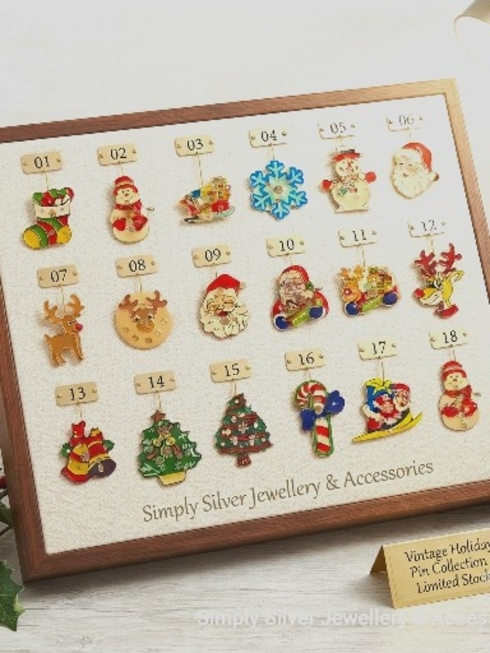 Simply Silver Green & Red Christmas Decor Pins